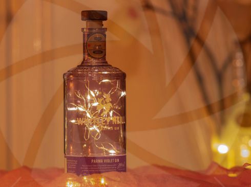Beautiful glass bottle with decorative lights inside