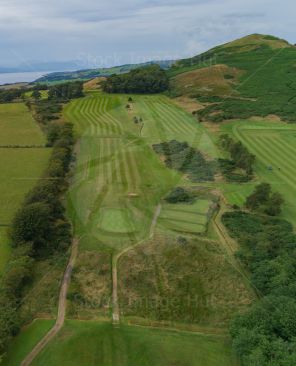 An Aerial view of a section of Routenburn golf course in Largs Scotland