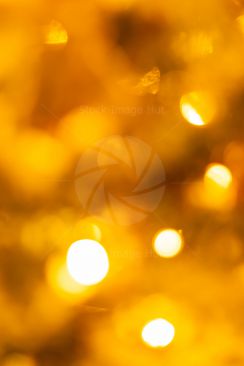 Very close, abstract shot of fairy lights on a Christmas Tree