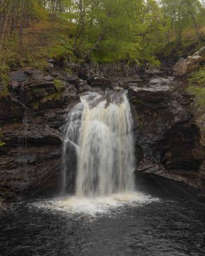 Waterfall on a very wet spring day at loch Lomond in Scotland