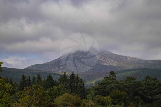 Goat Fell mountain, head in the clouds on isle of Arran