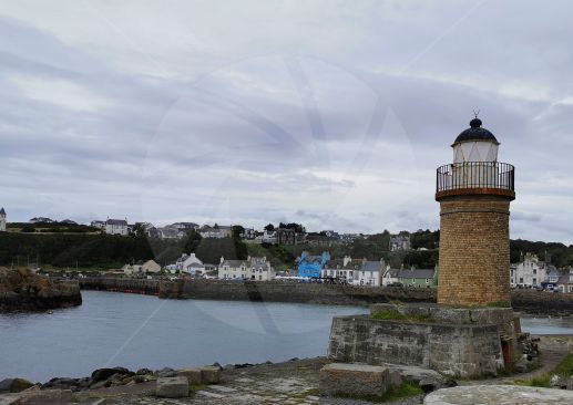 An old lighthouse situated in Portpatrick, Scotland image