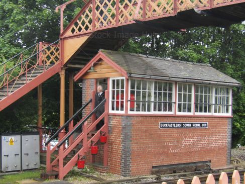 An old style railway signal box operating for steam trains