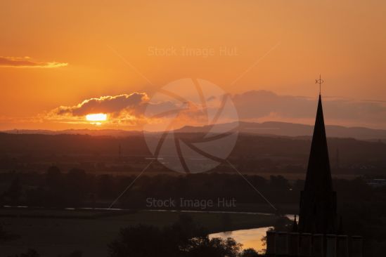 Sun rising over the historic town of Stirling, Scotland on a stunning morning 